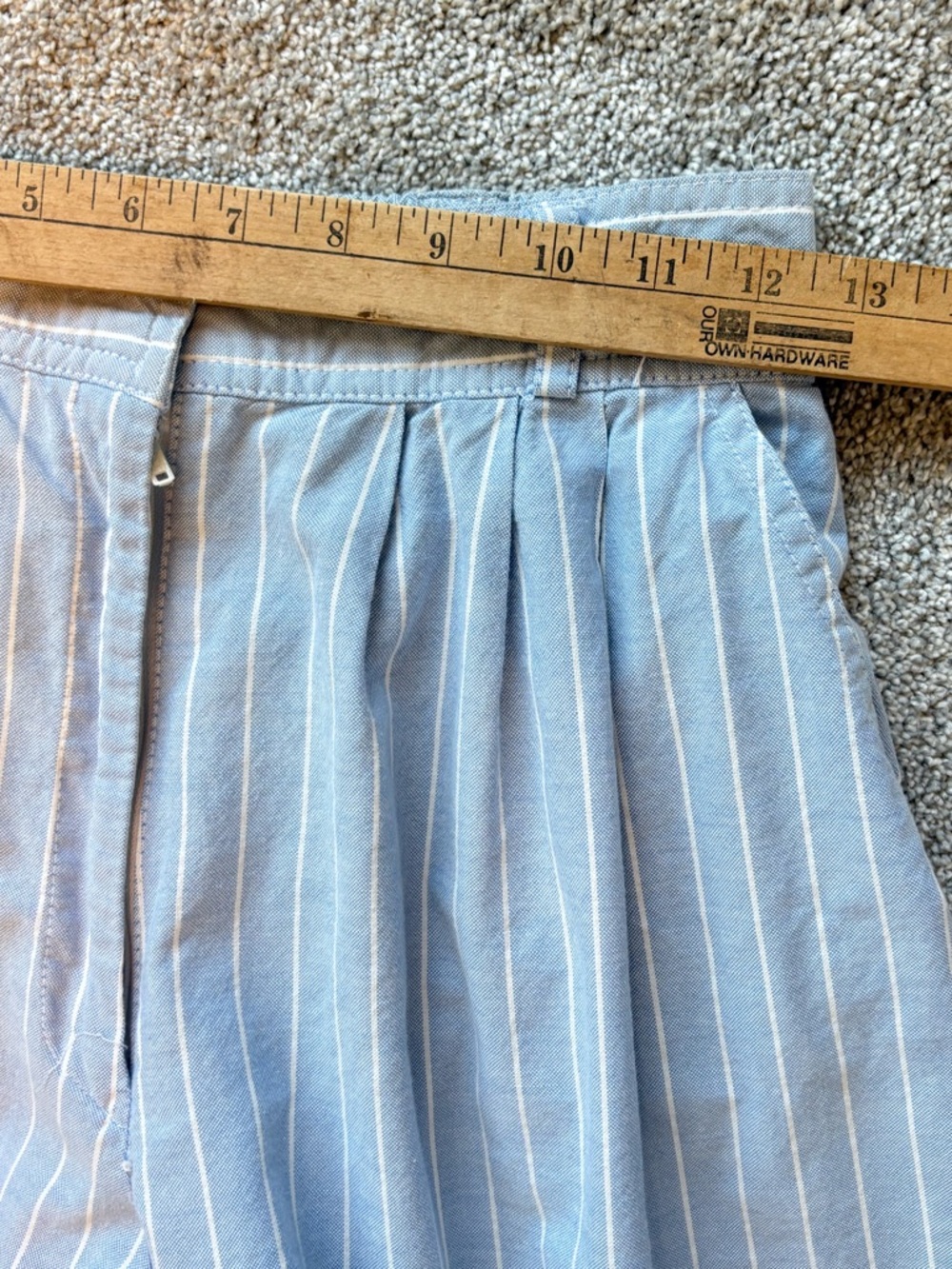 Vintage Chaus Pinstripe Crope Flare Wide Leg Pants Blue Size 10 - Picture 10 of 13